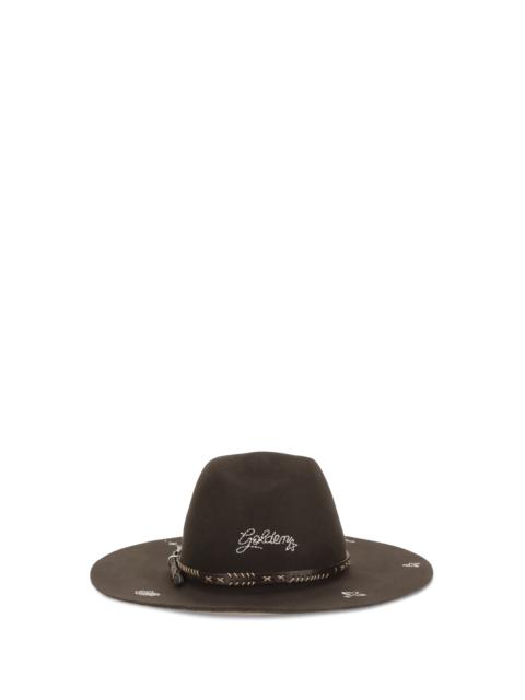 Golden Goose Golden Goose Embroidered Wool Fedora Dark Brown