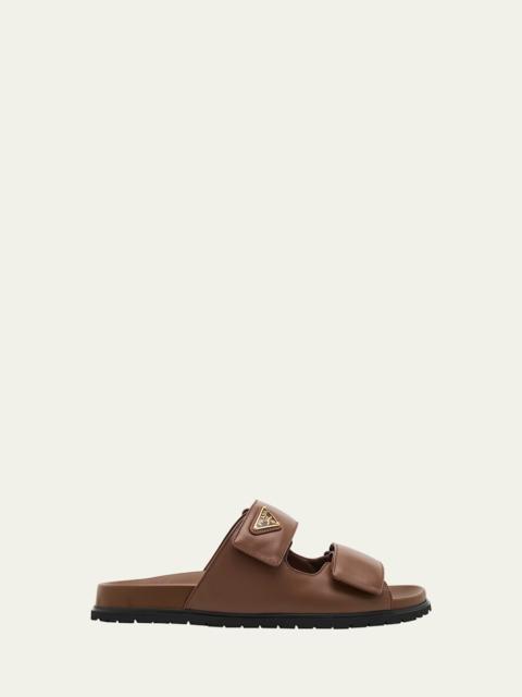 Prada Leather Double-Grip Slide Sandals