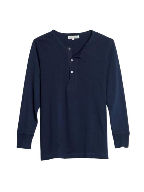 Merz b. Schwanen 2M06 Vintage Machine Refined Classic Fit Long Sleeve Henley Ink Blue