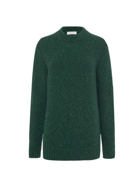 GABRIELA HEARST Alfie Knit Sweater in English Green Speckled Aran Cashmere