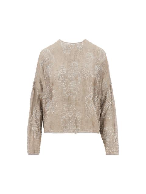 EMPORIO ARMANI JACQUARD COTTON-BLEND SWEATER
