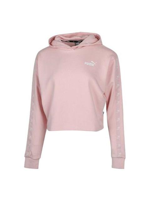 PUMA (WMNS) PUMA Amplified Cropped Tr Hoodie 'Pink White' 586592-15