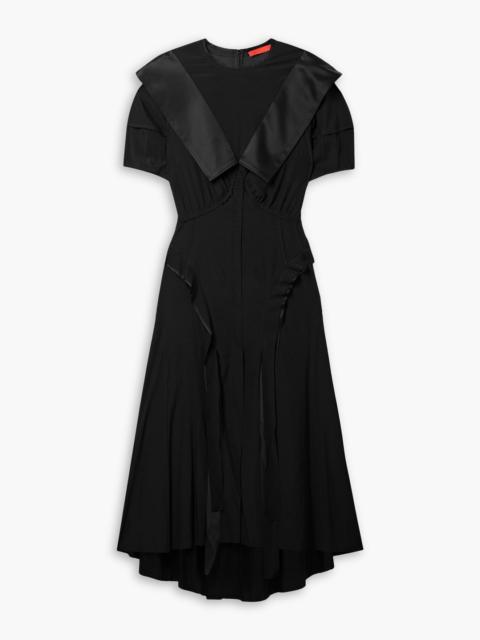 Other Designers Assembly asymmetric ruffled gathered stretch-silk midi dress