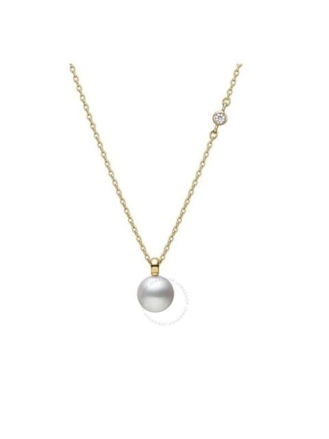 MIKIMOTO Mikimoto Akoya Cultured Pearl with Diamond Pendant in 18K Yellow Gold - MPQ10159ADXK