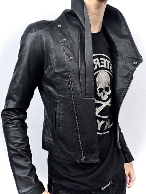 EMPORIO ARMANI 2000s Armani Jeans Asymmetrical Leather Jacket