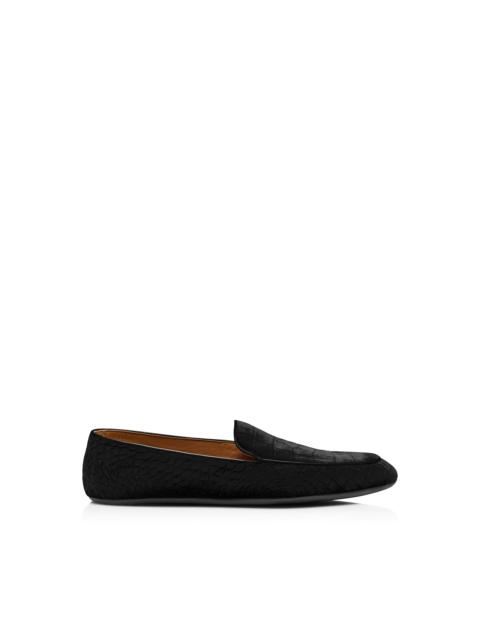 TOM FORD STAMPED CROC VELVET SLIPPERS