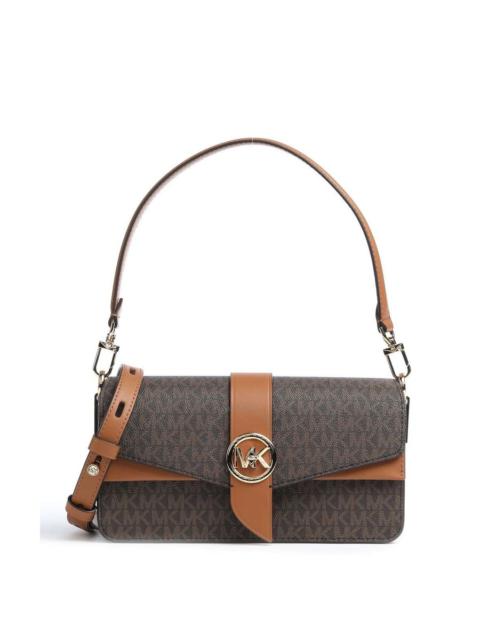 Other Designers Michael Kors Brown/ Acron Ladies Greenwich Medium Logo Shoulder Bag
