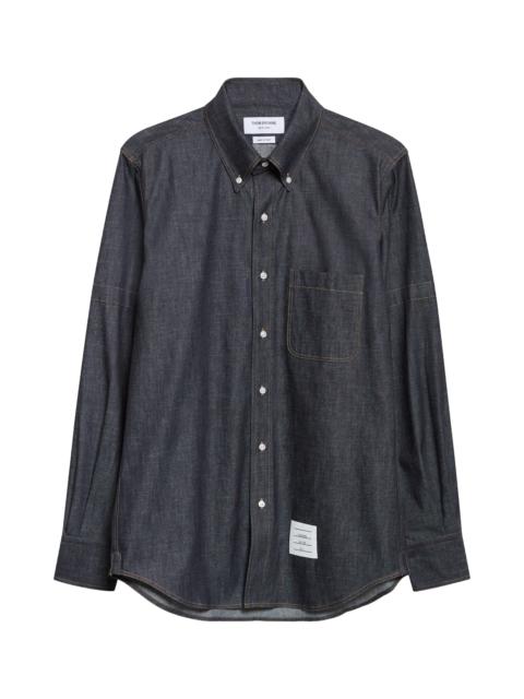 Thom Browne Thom Browne Oxford Armband Cotton Button-Down Shirt in Navy at Nordstrom