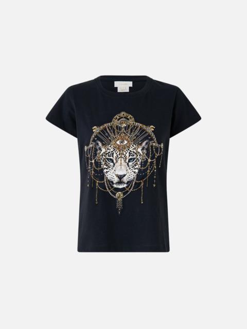 CAMILLA SLIM FIT ROUND NECK T-SHIRT - BLACK