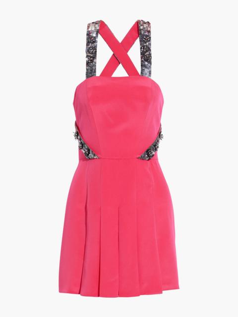PUCCI Embellished pleated silk-crepe mini dress
