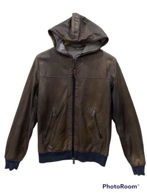 Other Designers Italian Designers - B7. MARCELLO PAMPALONI HOODIE LEATHER JACKET