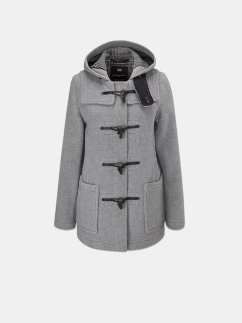 GLOVERALL Women's Short Slim Fit Freda Duffle Coat Silver Prince of Wales