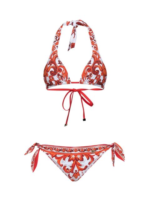 Dolce & Gabbana Dolce & Gabbana Women Orange Maiolica-Print Lycra Bikini