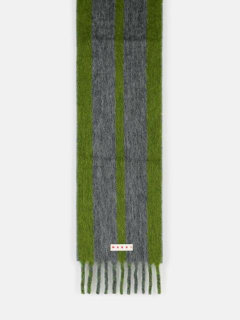 Marni GREY MOHAIR BLEND SCARF WITH FRINGES
