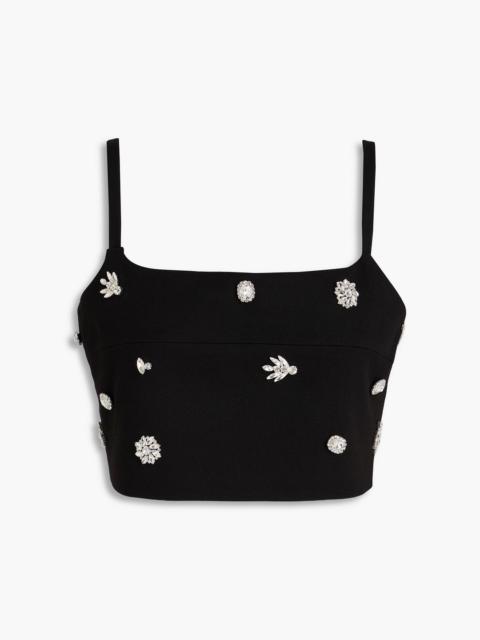 maje Cropped crystal-embellished twill top