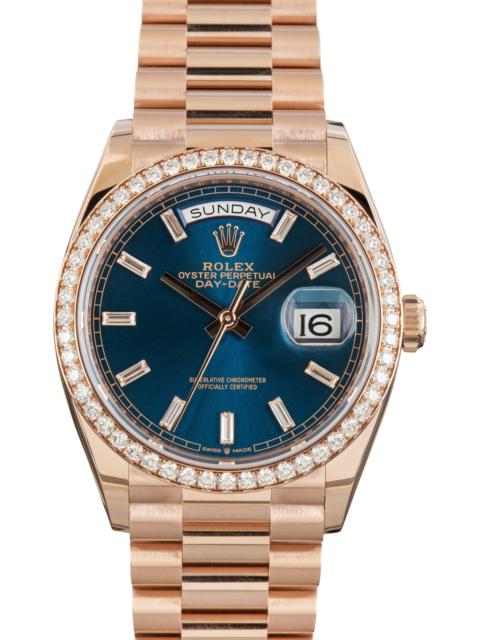 ROLEX Rolex Day-Date 36 Blue Green Dial 128345 18k Everose Gold