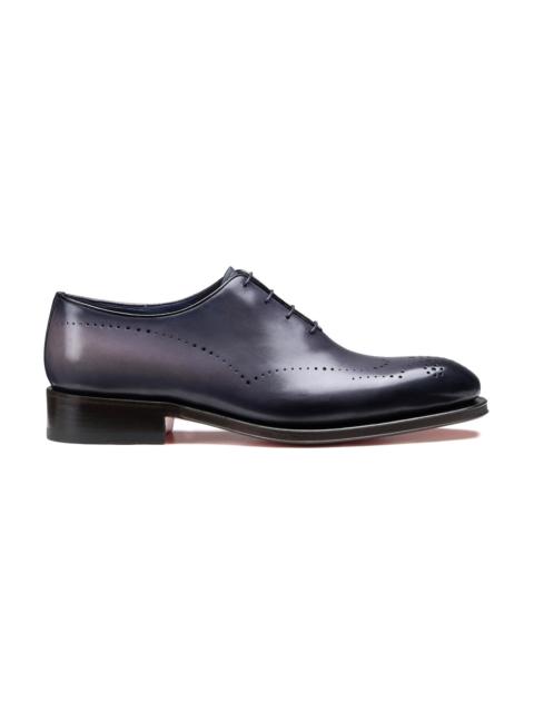 Santoni Men's blue leather Oxford brogue lace-up
