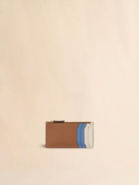 Marni BROWN, LIGHT BLUE, AND WHITE LEATHER TRUNKAROO CARDHOLDER