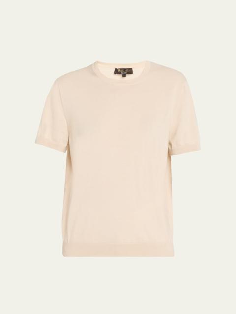 Loro Piana Ice Wish Short-Sleeve Crewneck Sweater