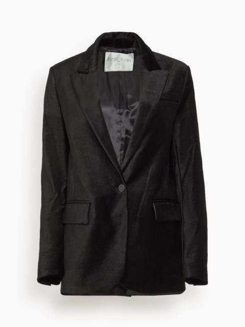 forte_forte Stretch Velvet Masculine Jacket in Noir