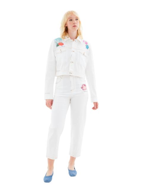 Marni DENIM PANTS WITH FLOWERS PATCHES