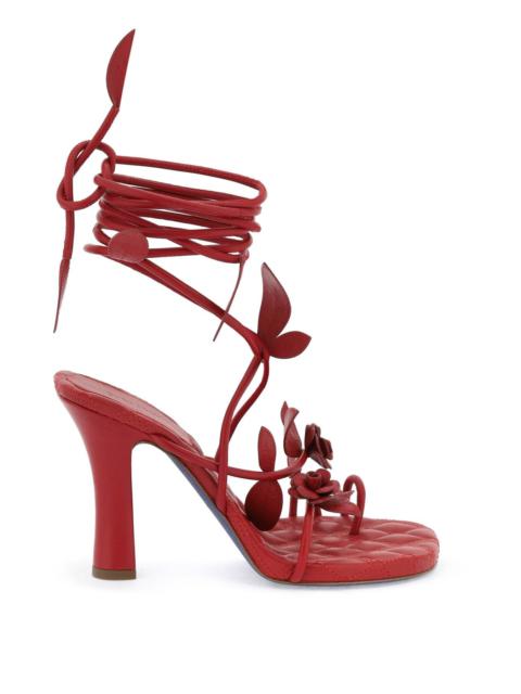 Burberry Ivy Flora Leather Sandals With Heel. Women