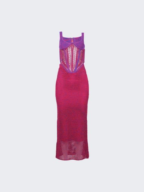 Dion Lee Marled Double Cup Corset Dress Fuchsia