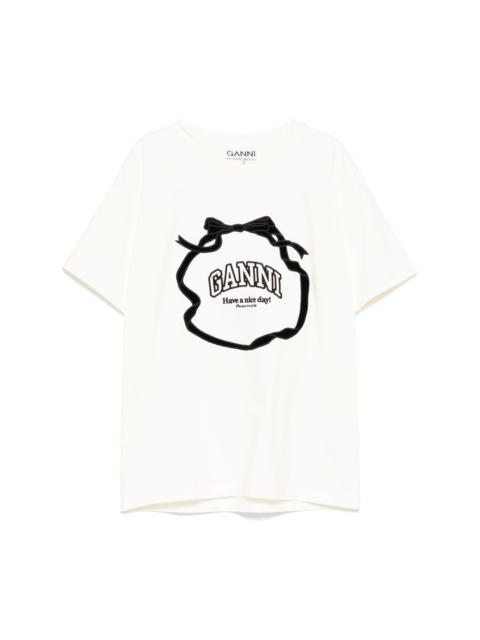 GANNI embroidered logo T-shirt