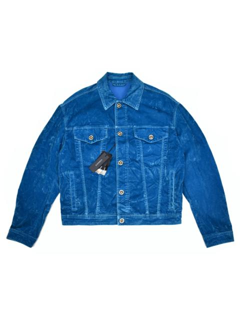 VERSACE Versace Blue Velvet Medusa Button Trucker Jacket