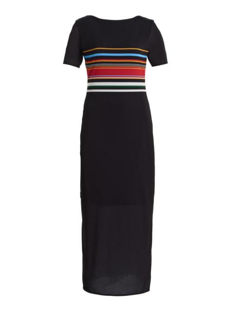 CALA de la CRUZ Exclusive Alessia Striped Jersey Maxi Dress black