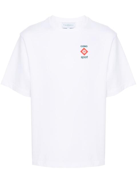 CASABLANCA White Logo Print Organic Cotton T-shirt