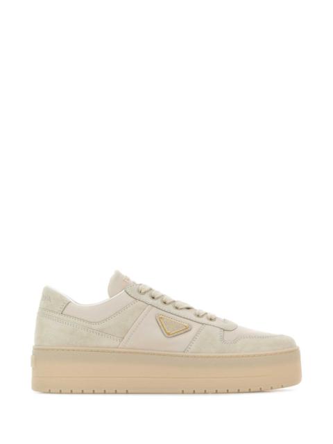 Prada Prada Women Sand Fabric And Suede Downtown Bold Sneakers
