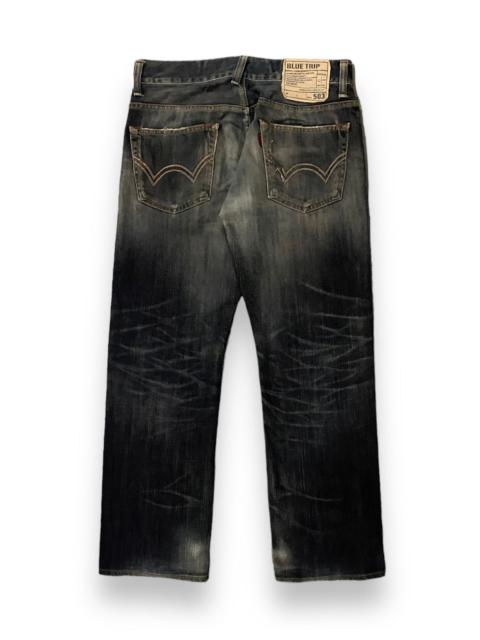 Other Designers Edwin Jean Japan 503 Blue Trip Distressed Straight Cut c'