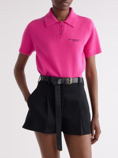 Givenchy Givenchy Short Sleeve Wool & Cashmere Polo in Fuchsia at Nordstrom