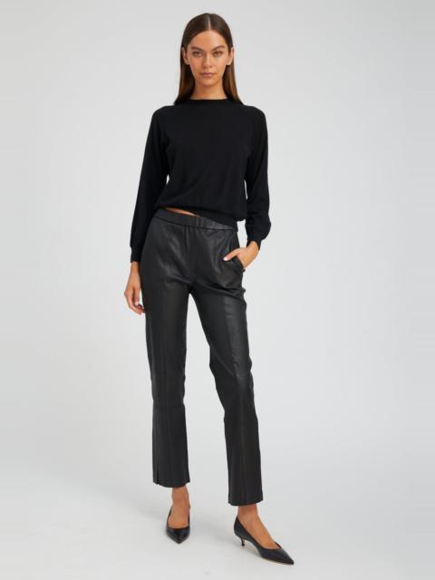 SPRWMN BLACK LEATHER SOPHIA PINTUCK JOGGERS