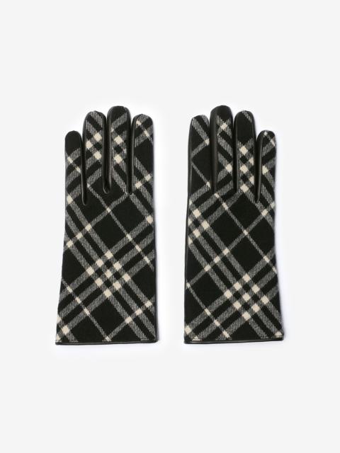 Burberry Check Wool Cashmere Gloves