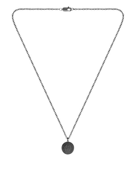 BOSS BLACK-PLATED NECKLACE WITH DOUBLE B MONOGRAM MEDALLION