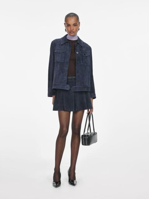 self-portrait Navy Suede Jacket