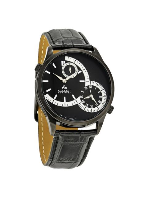Other Designers August Steiner Black Dual Time Dial Men's Watch AS8010BK