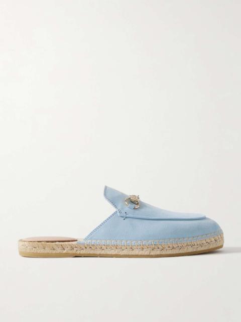 Cleo horsebit-detailed suede espadrille slippers Blue