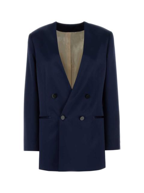 Other Designers Alberta Ferretti Women Navy Blue Satin Blazer