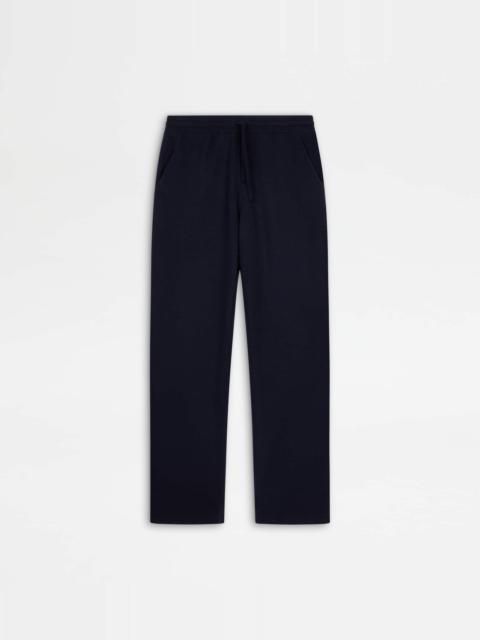 Tod's JOGGING PANTS IN CASHMERE BLEND JERSEY - BLUE