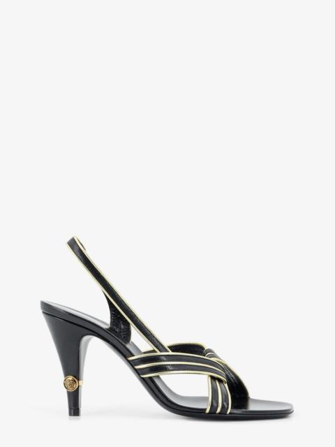 VERSACE Versace Gianni Leather Sandals With Contrasting Metallic Profiles