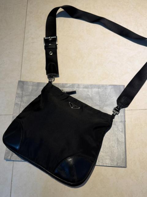 Prada Prada Nylon Pieced Leather Crossbody Black Bag