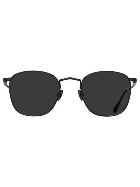 LINDA FARROW SIMON SQUARE SUNGLASSES IN MATT NICKEL