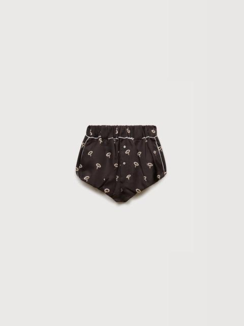 Marni BROWN SILK TWILL BLOOMERS WITH FLORAL PRINT