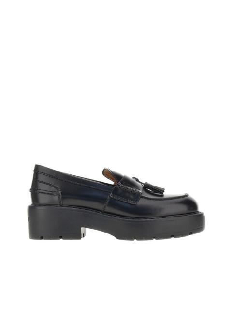 Miu Miu Miu Miu Spazzolato Leather Tassel Loafers Black Women