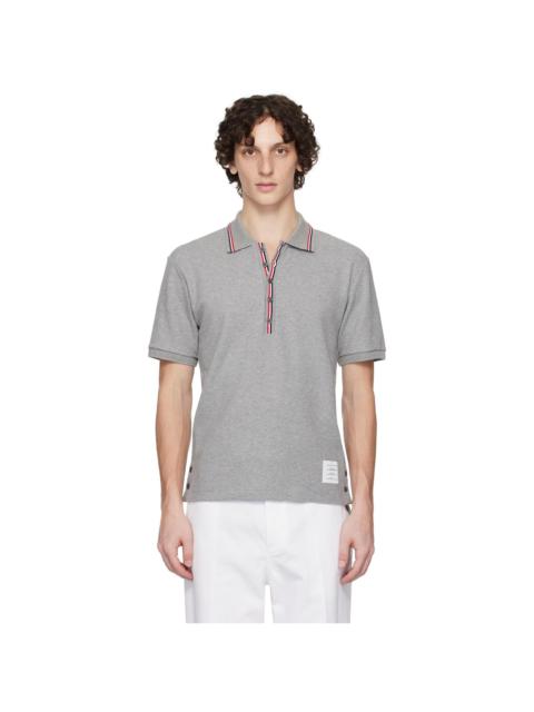 Thom Browne Gray Cotton Waffle Rib Cuff Polo