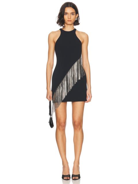 David Koma Fringe Metallic Chain Mini Dress