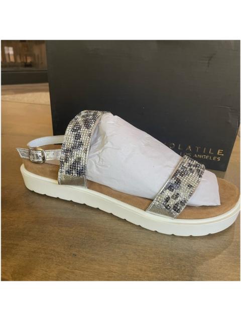 Other Designers NIB Very Volatile‎ Hotness Rhinestone Sandals White Leopard Sz 8